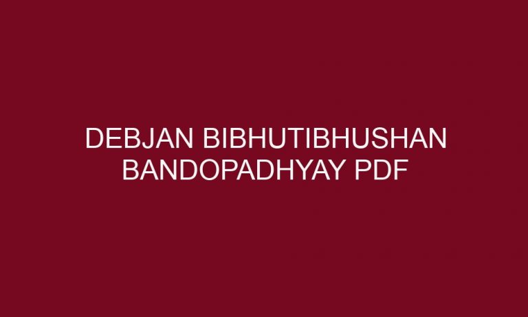 debjan bibhutibhushan bandopadhyay pdf 4762 1