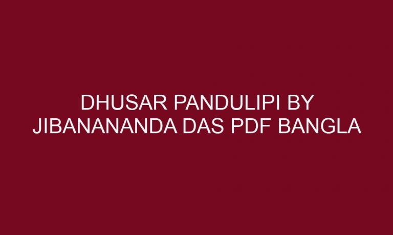 dhusar pandulipi by jibanananda das pdf bangla 4882 1