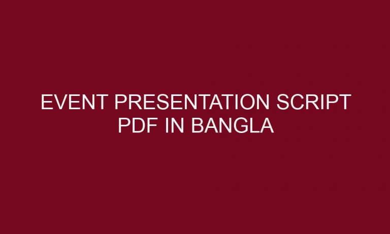 event presentation script pdf in bangla 5353 1