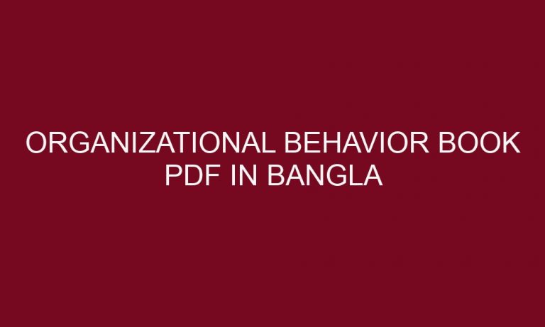 organizational behavior book pdf in bangla 5369