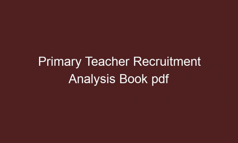 primary teacher recruitment analysis book pdf download 4630 1