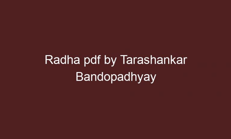 radha pdf by tarashankar bandopadhyay 4273