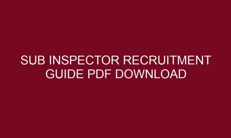 sub inspector recruitment guide pdf download 5390 1