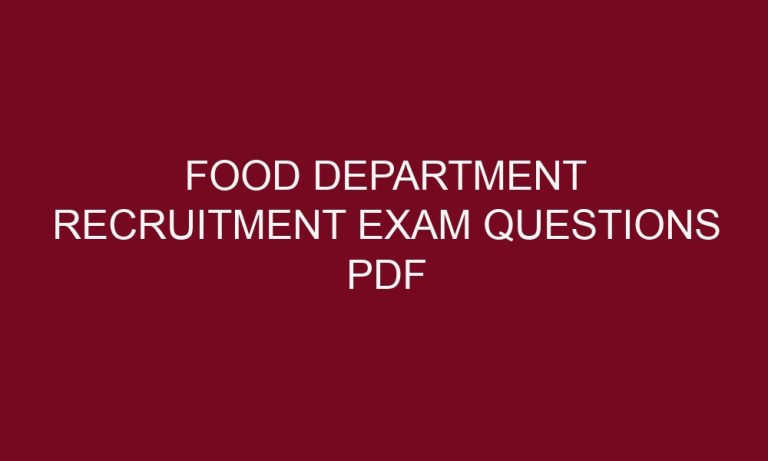 food department recruitment exam questions pdf 5488